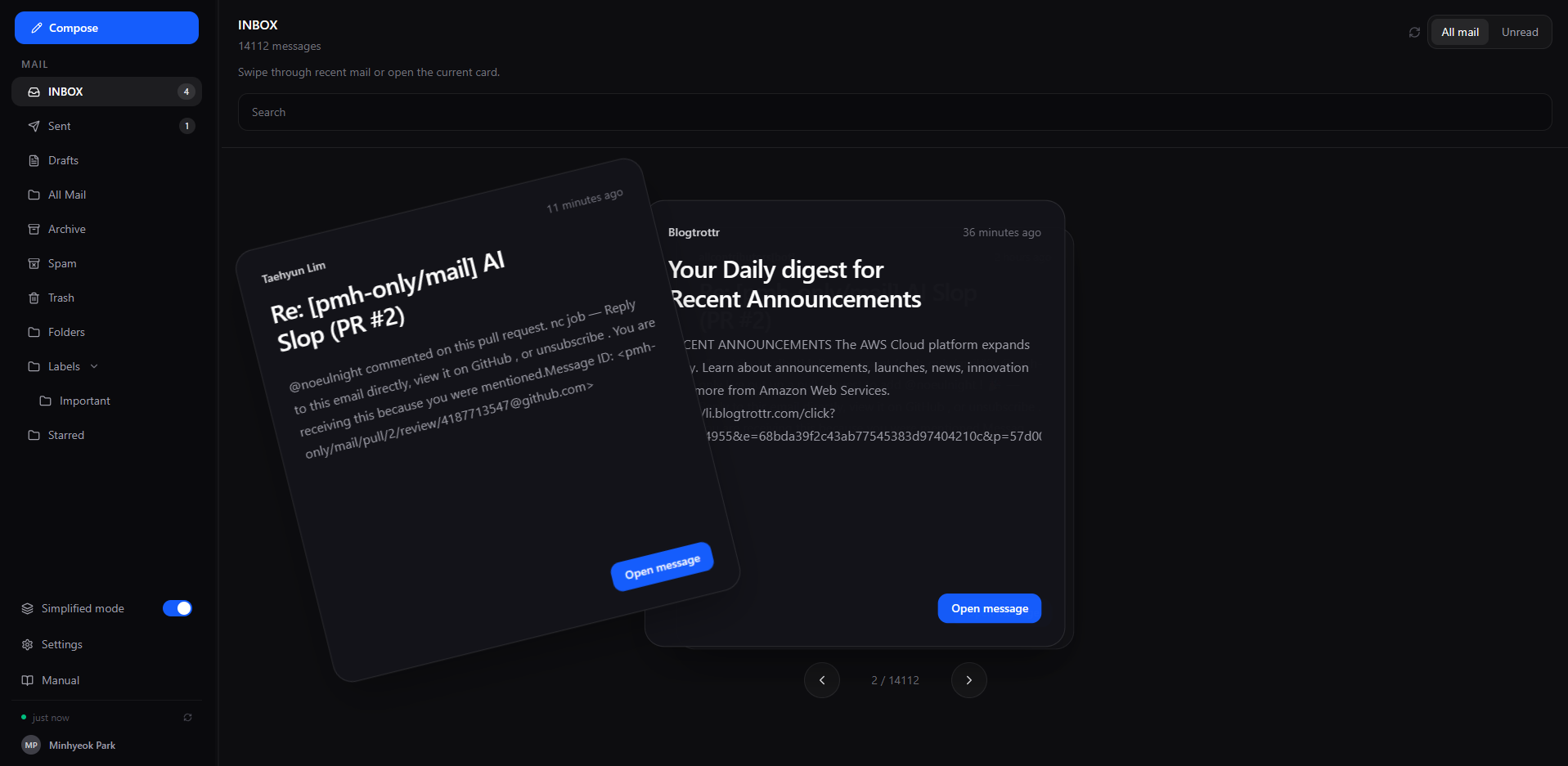 Alternate mailbox view